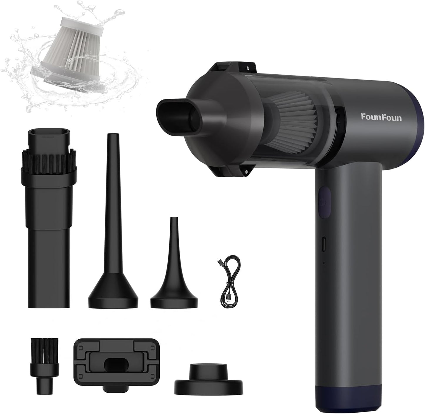 Car Vacuum Portable Cordless, Mini Handheld Vacuum Cleaner for Pet Hair/Car/Home, Suction & Blow 2 in 1, 22KPa High Power, 6000mAh, Small Lightweight Gadget, Type-C Rechargeable.