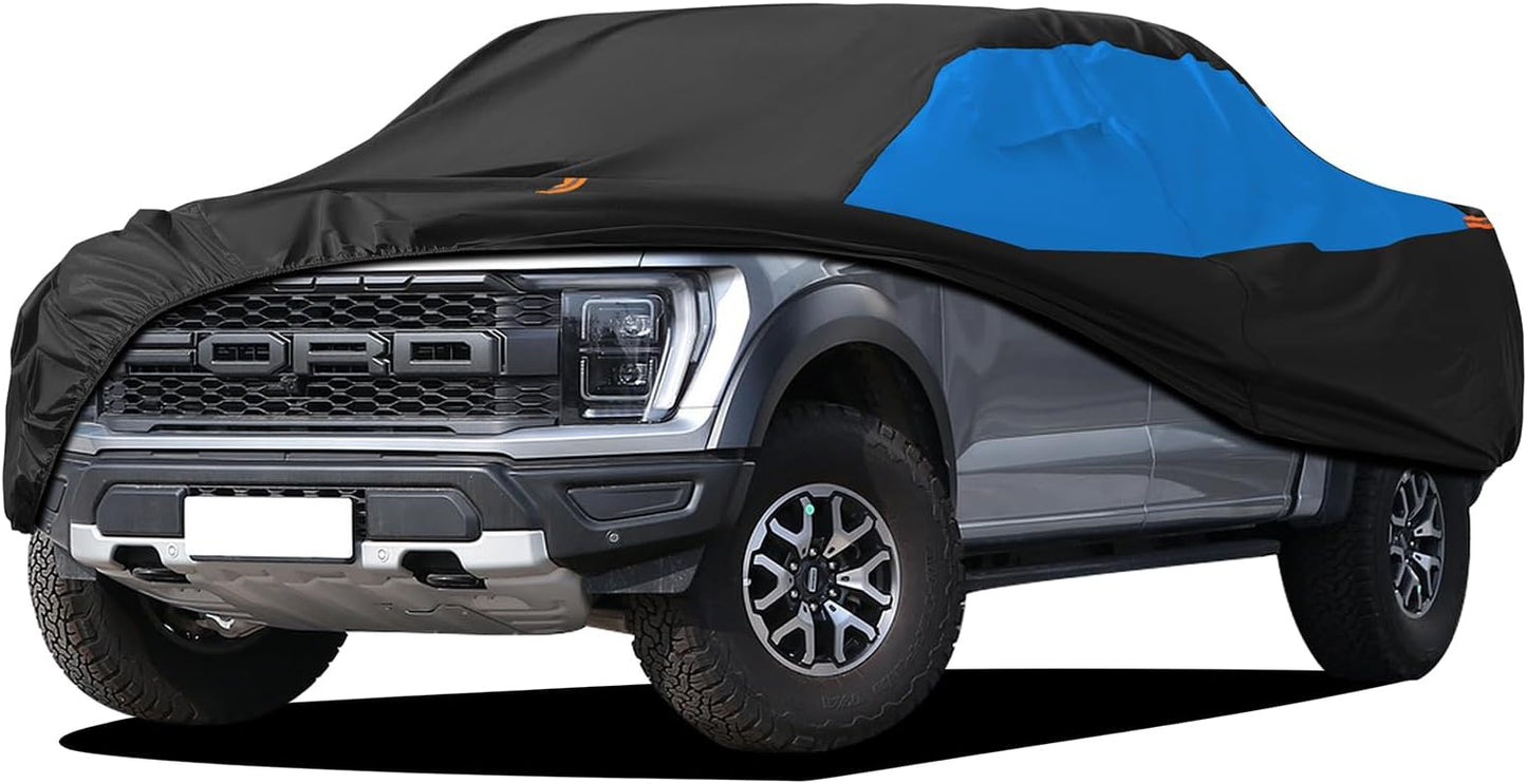 MORNYRAY 10 Layers Truck Car Cover Waterproof All Weather for Automobiles, 100% Waterproof Heavy Duty Outdoor Truck Car Covers Rain Snow UV Dust Protection with Zipper Cotton,Universal Fit.