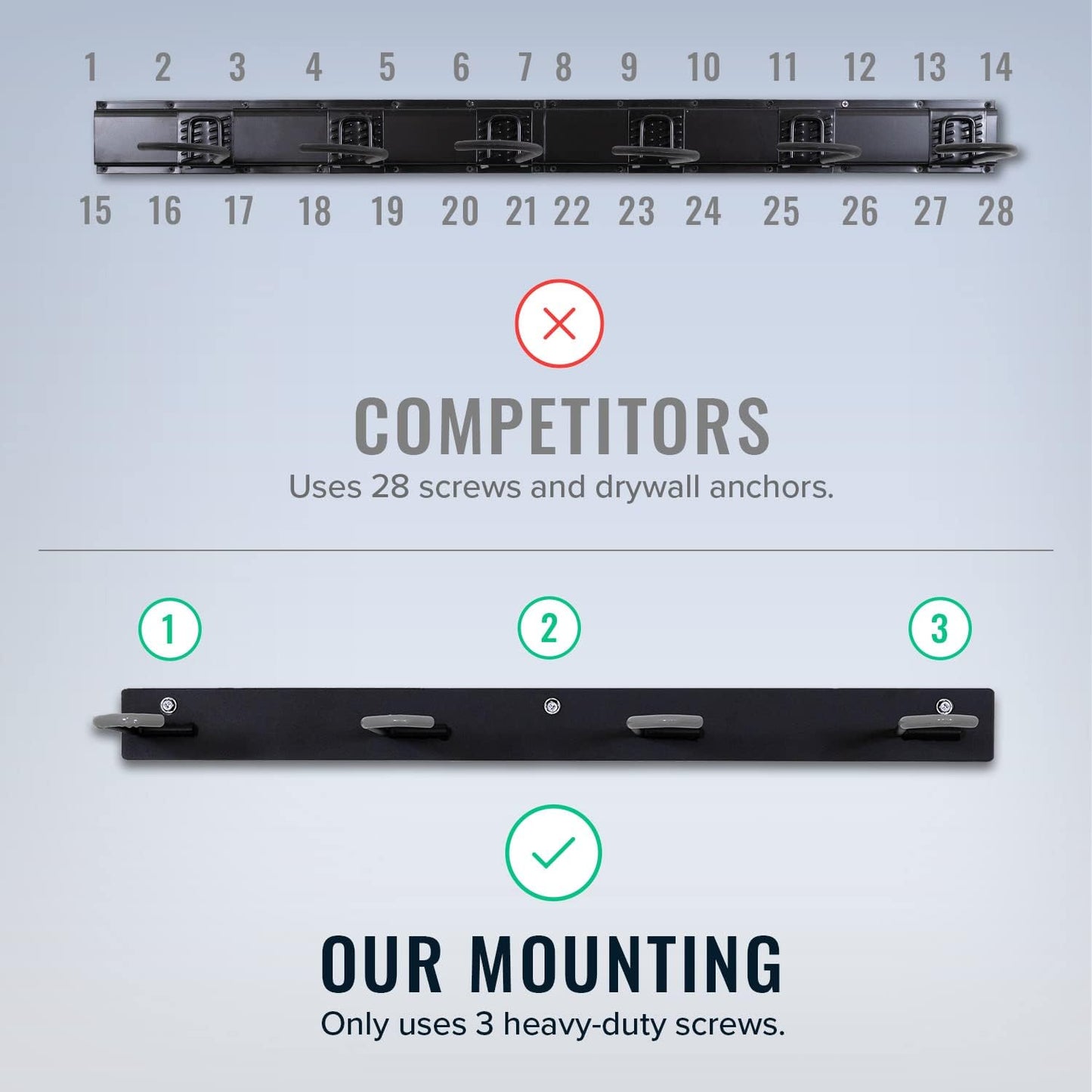 StoreYourBoard BLAT 8 Bike Wall Storage Rack, Holds 2-8 Bicycles, Garage Wall Mount Bike Hooks, Heavy Duty Solid Steel (8 Bikes)