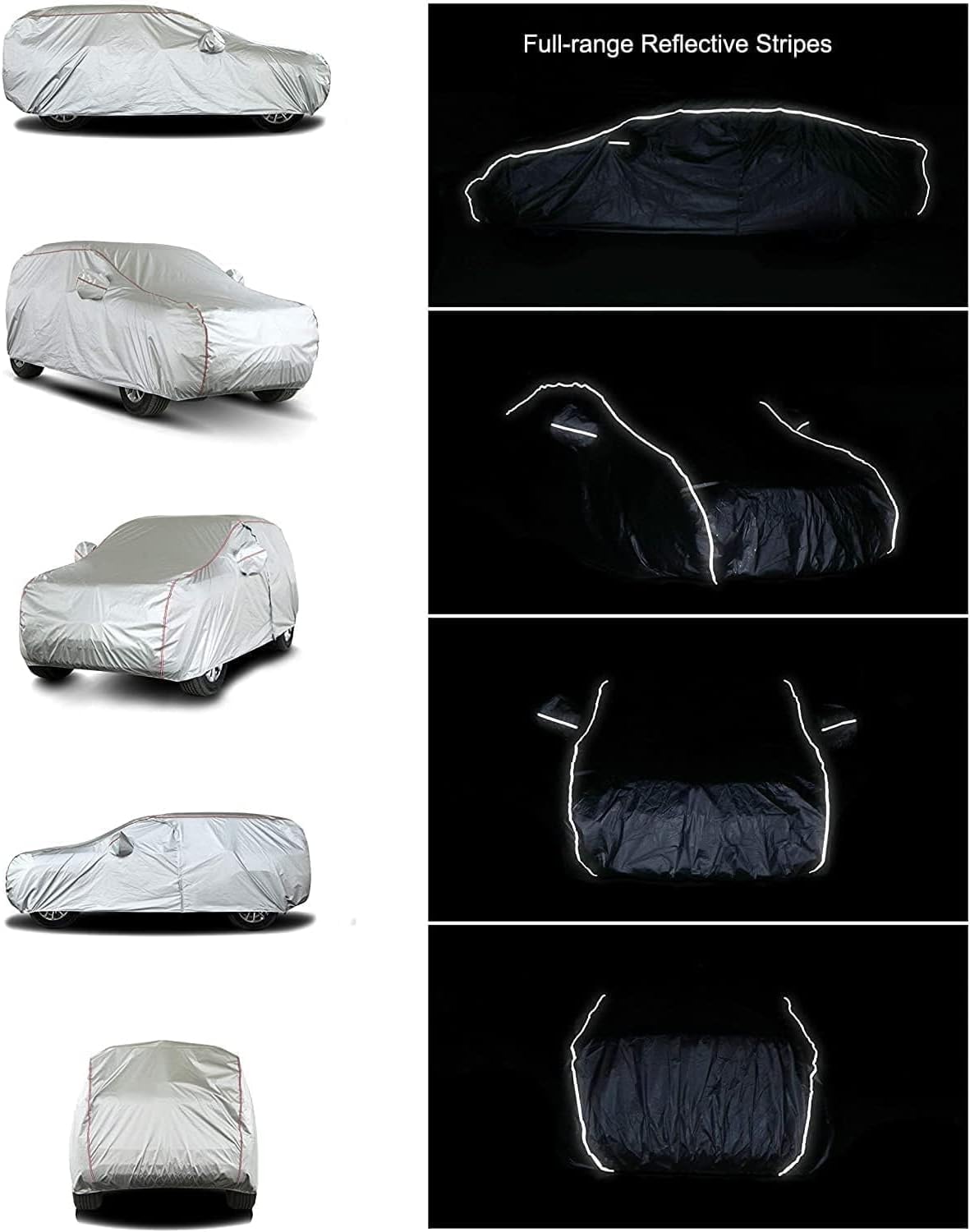 Tecoom Hard Shell Zipper Design Waterproof UV-Proof Windproof Car Cover for All Weather Indoor Outdoor Fit 206-215 Inches Full-Size SUV/Van