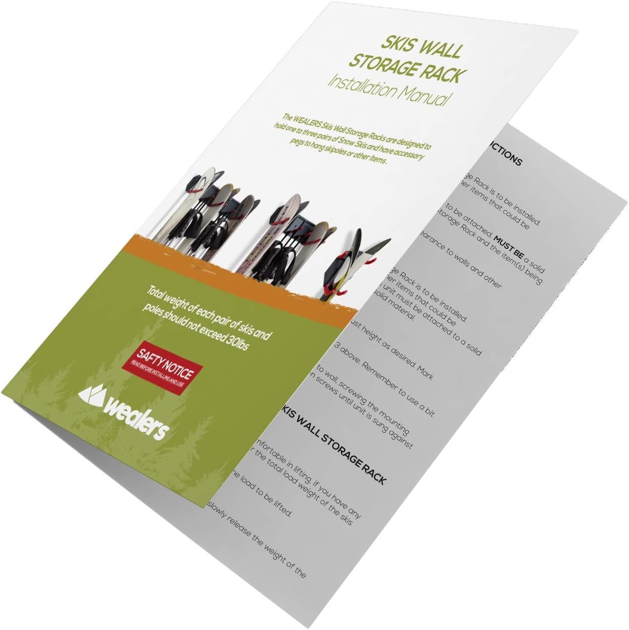 Wall Mounted Rack Organizer for Skis and Poles Heavy Duty Horizontal Wall Ski Rack Garage Storage with Metal Frame and Padded Hooks Indoors Outdoors Premium Wall Hooks (Medium Holds 2 Set of Ski's)