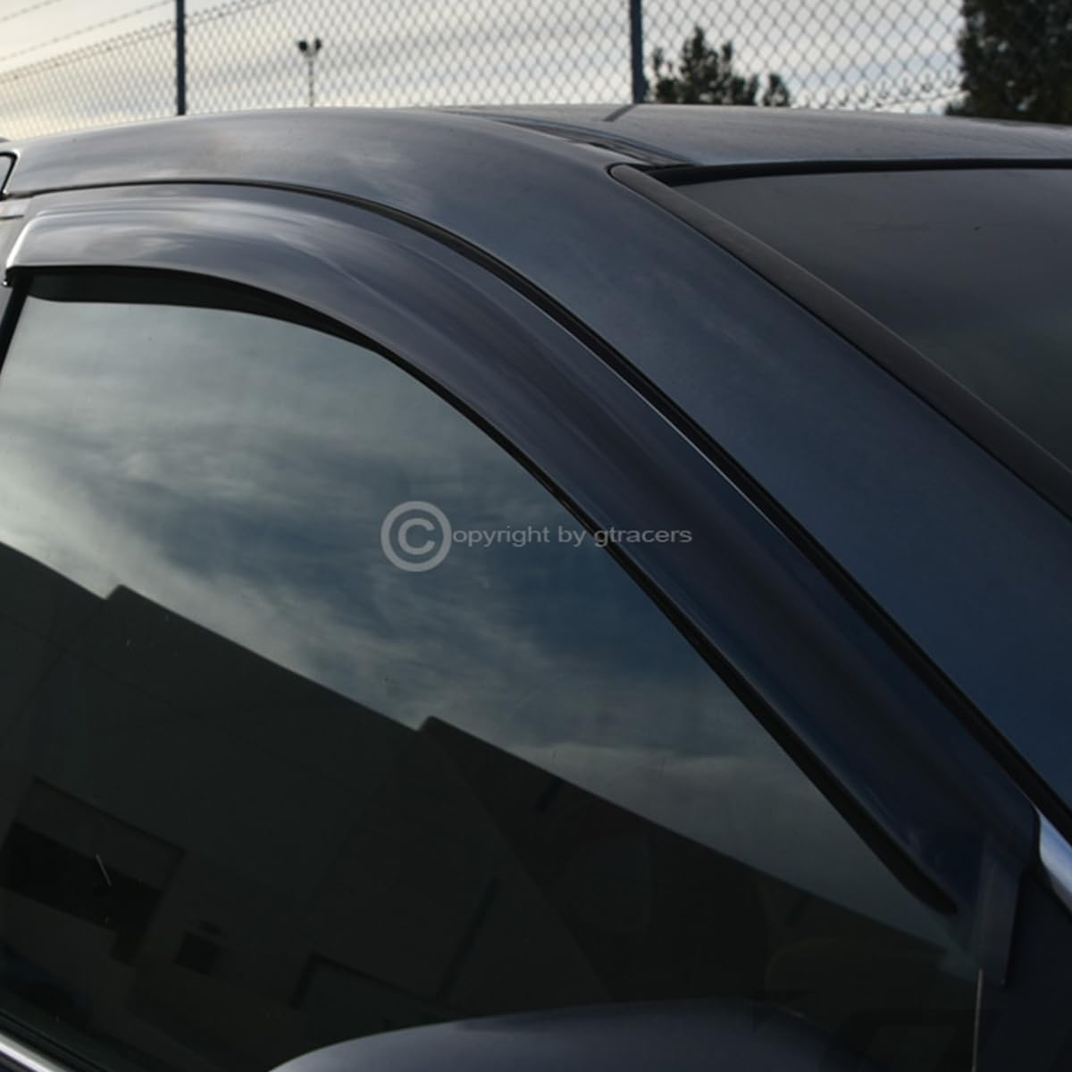 4pcs Front Rear Window Deflector Sun/Rain/Wind Guards Smoke Window Visors 07-13 Compatible with Chevy Silverado/GMC Sierra 1500/2500 HD/3500 HD Extended Cab