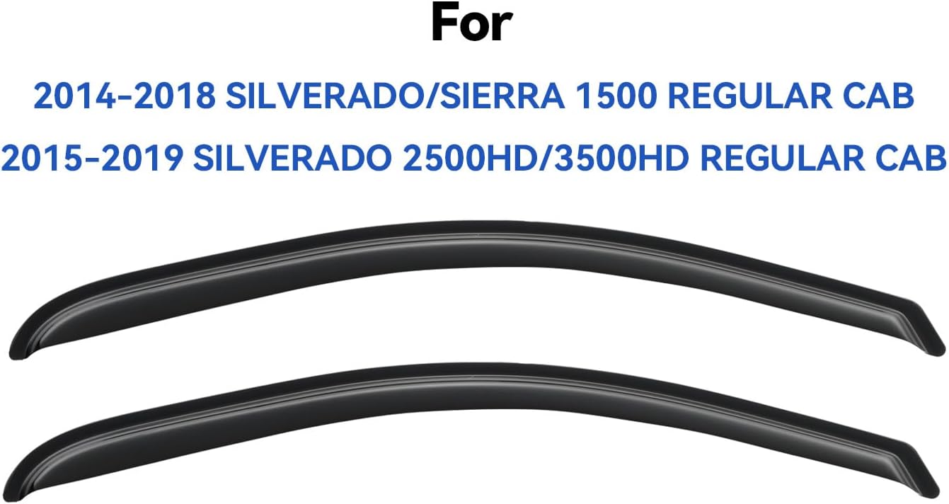 Window Visors Rain Guards for 2014-2018 Chevy Silverado/GMC Sierra 1500 Regular Cab, Out-Channel Window Vent Wind Deflectors Visors Shades for 15-19 Silverado/Sierra 2500HD 3500HD, 2PCS
