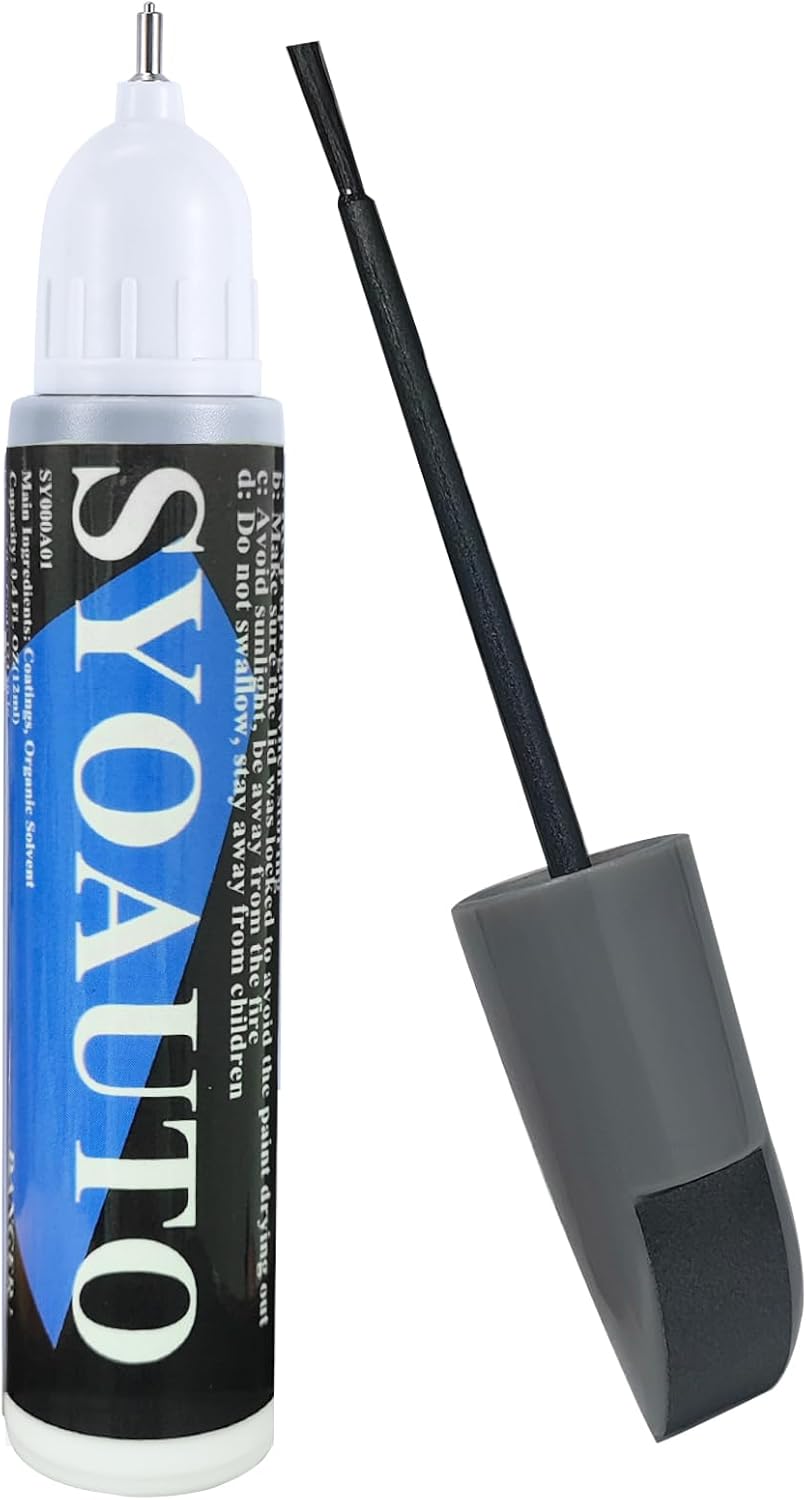 SYOAUTO Gray Car Touch Up Paint Auto Touch Up Paint 0.4 oz Gray Automotive Scratch Repair Pen Brush and Tip 2 in 1