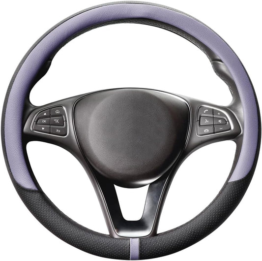 COFIT Breathable Car Steering Wheel Cover 15 inch Auto Universal Leather Wrap Non-Slip Steeringwheel Protector Automotive Interior Accessories, Purple (Suit for 14.5-15 inch)