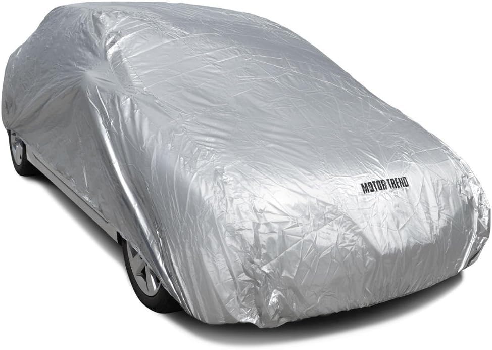 Motor Trend All Season WeatherWear 1-Poly Layer Snow proof, Water Resistant Car Cover Size XL1 - Fits up to 210" - CC-544+LOCK , Silver
