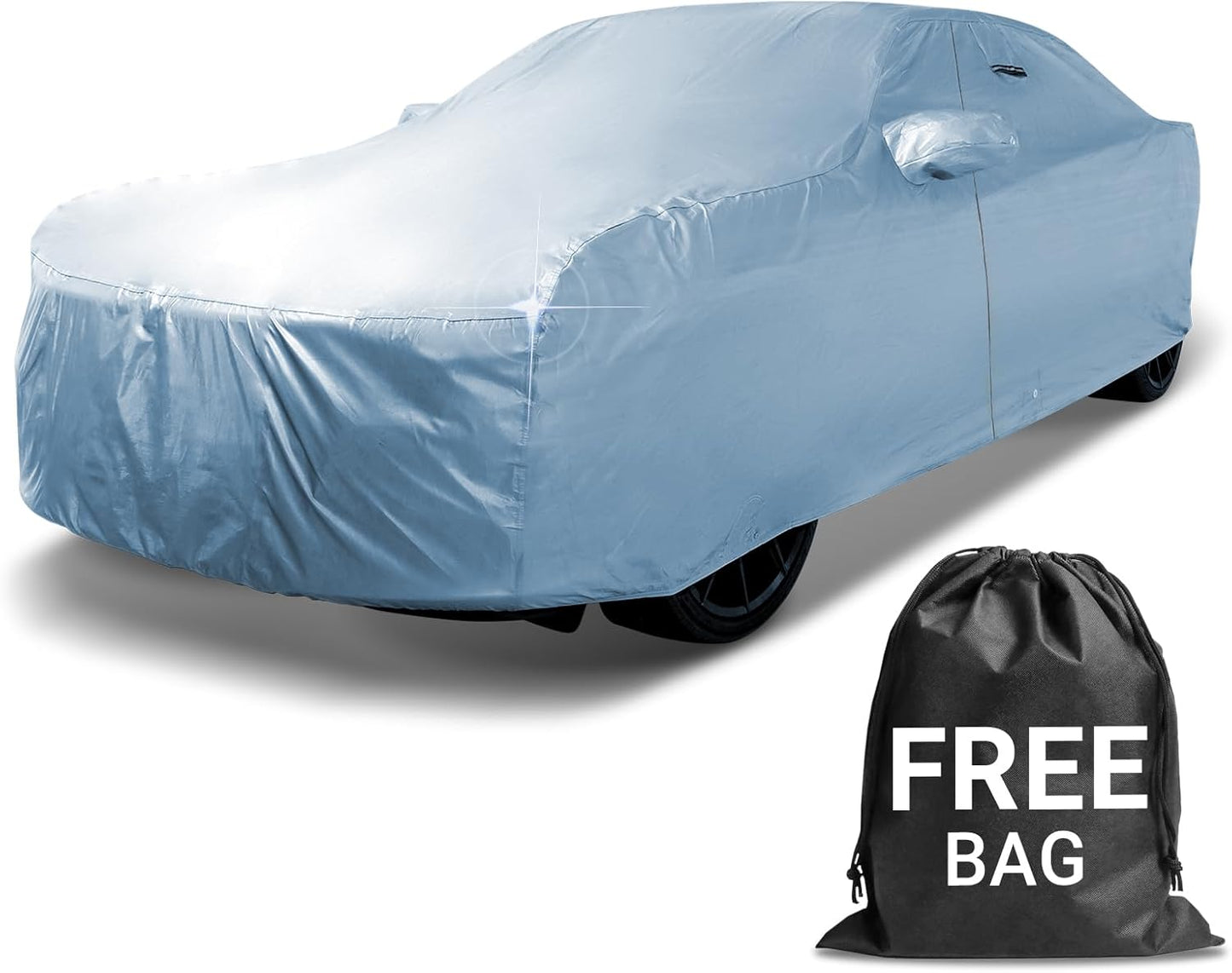 iCarCover 18-Layer Car Cover Waterproof All Weather, Premium Quality Car Covers for Automobiles, UV Protection, Ford Mustang, Camaro, XK, 4-Series, M4, Supra, Thunderbird, Fits 184-188 Inches