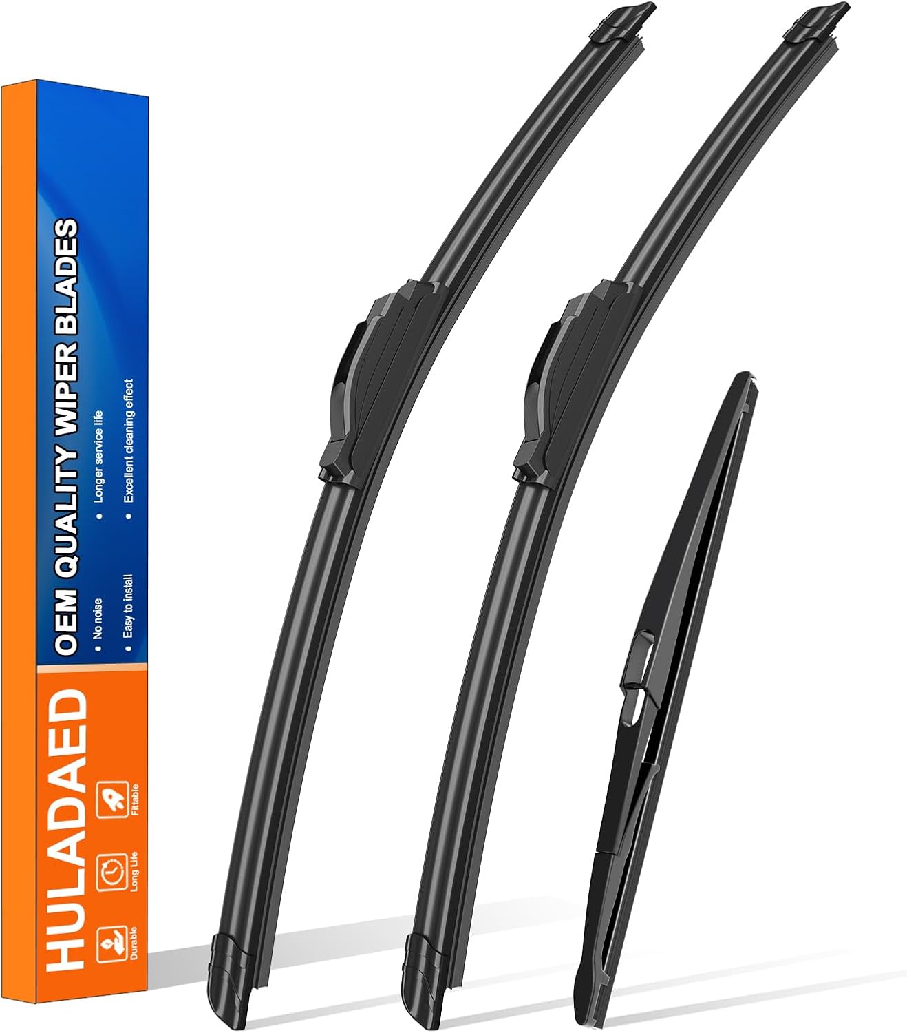 HULADAED® 24'' 14''11'' Windshield Wipers Replacement for Fiat 500 2019-2012,Silicone Front Rear Wiper blades for MY Car-All Weather & Quiet(3 PACK)
