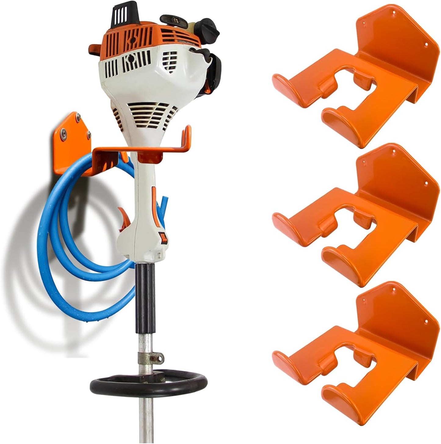 Weedeater Hanger, 3 Pack Weed Eater Hanger for Wall, Heavy Duty Weed Wacker Hooks for Garage, Garage Organization Storage Shed Organizer Mounted Trimmer Rack