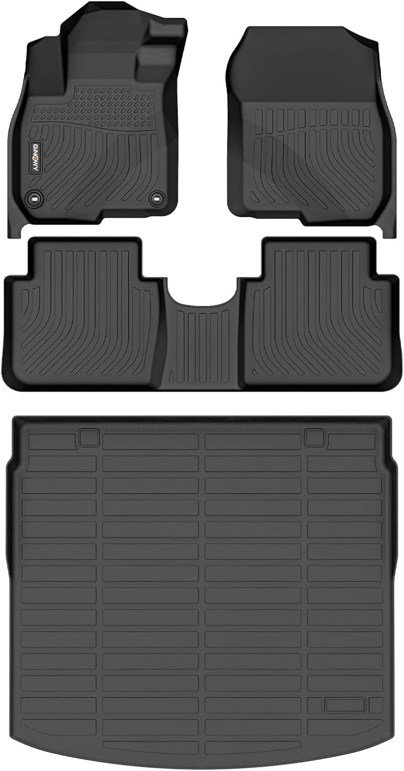 GINOWY-Floor Mats & Cargo Liner for Honda CRV 2017-2022 TPE All Weather CR-V Car Mats (Deck in Upper Position) Non-Slip Trunk Mat Floor Liners Waterproof Custom Fit Accessories Mats Black
