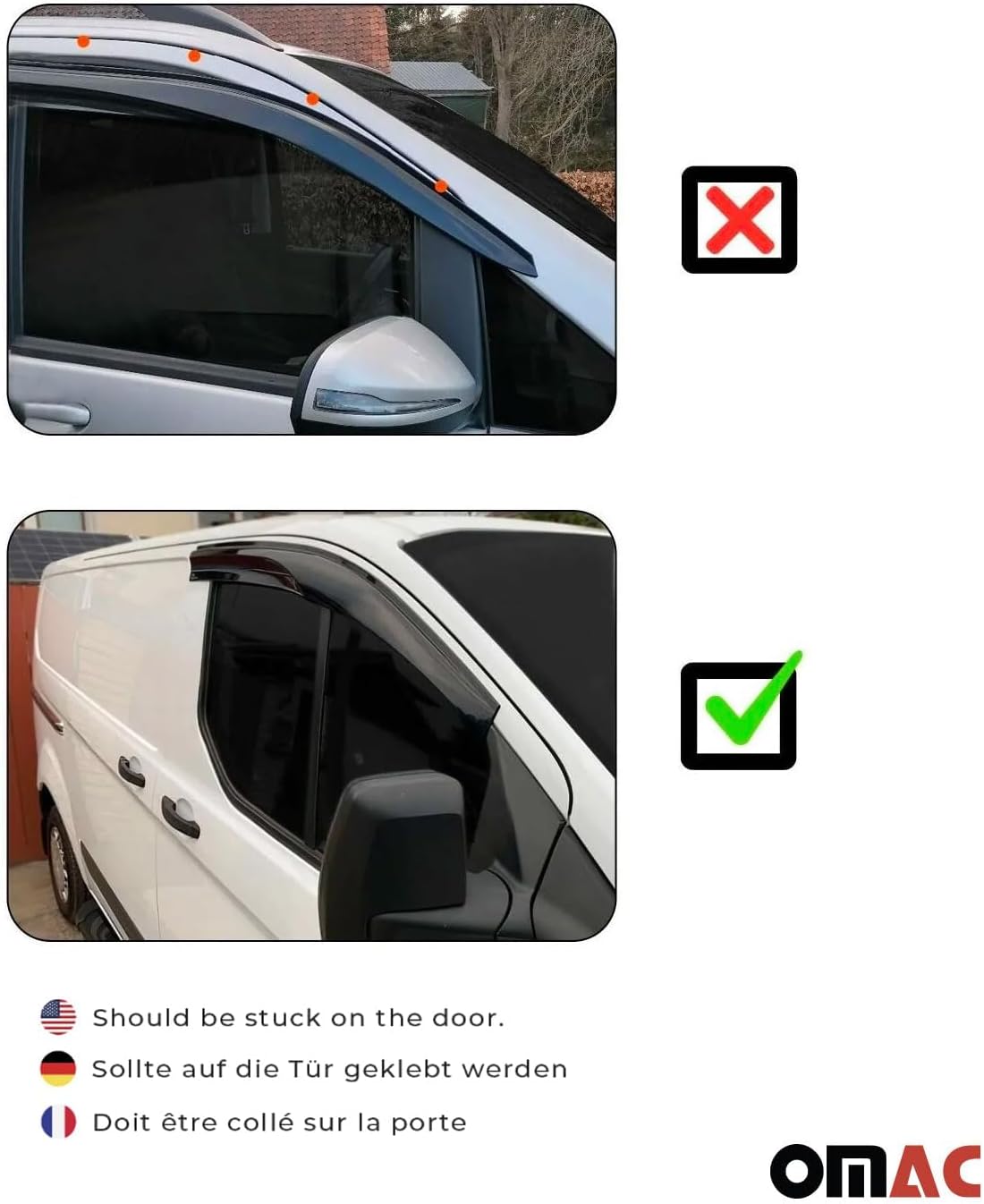 OMAC Window Visor Vent Rain Guard Deflector for Honda Civic 2001-2005 Sedan Smoke 4 Pcs