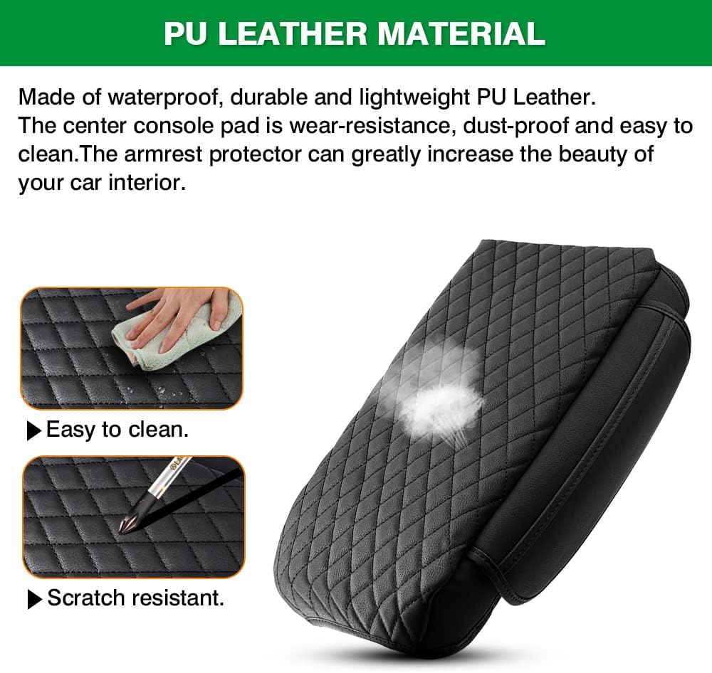 Shademax Center Console Cover Kia Sorento Accessories 2026 2025 2024 2023 2022 2021 Armrest Cover Center Console Pad for Kia Sorento PU Leather Armrest Seat Box Cover Protector w/Pockets Storage Bag