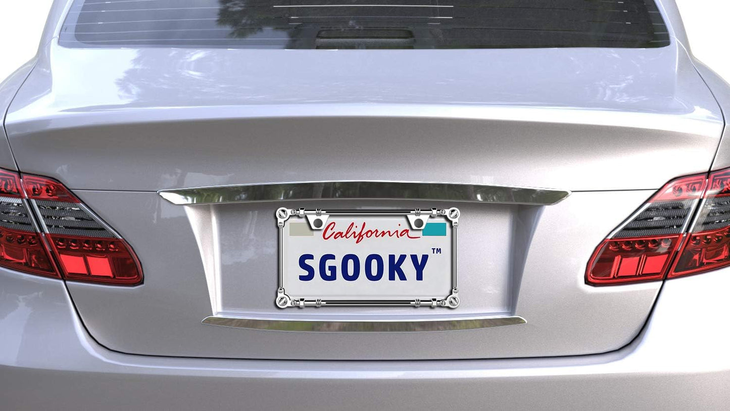 3D Chrome License Plate Frames, Pure Zinc Alloy Metal (Screw Pattern)