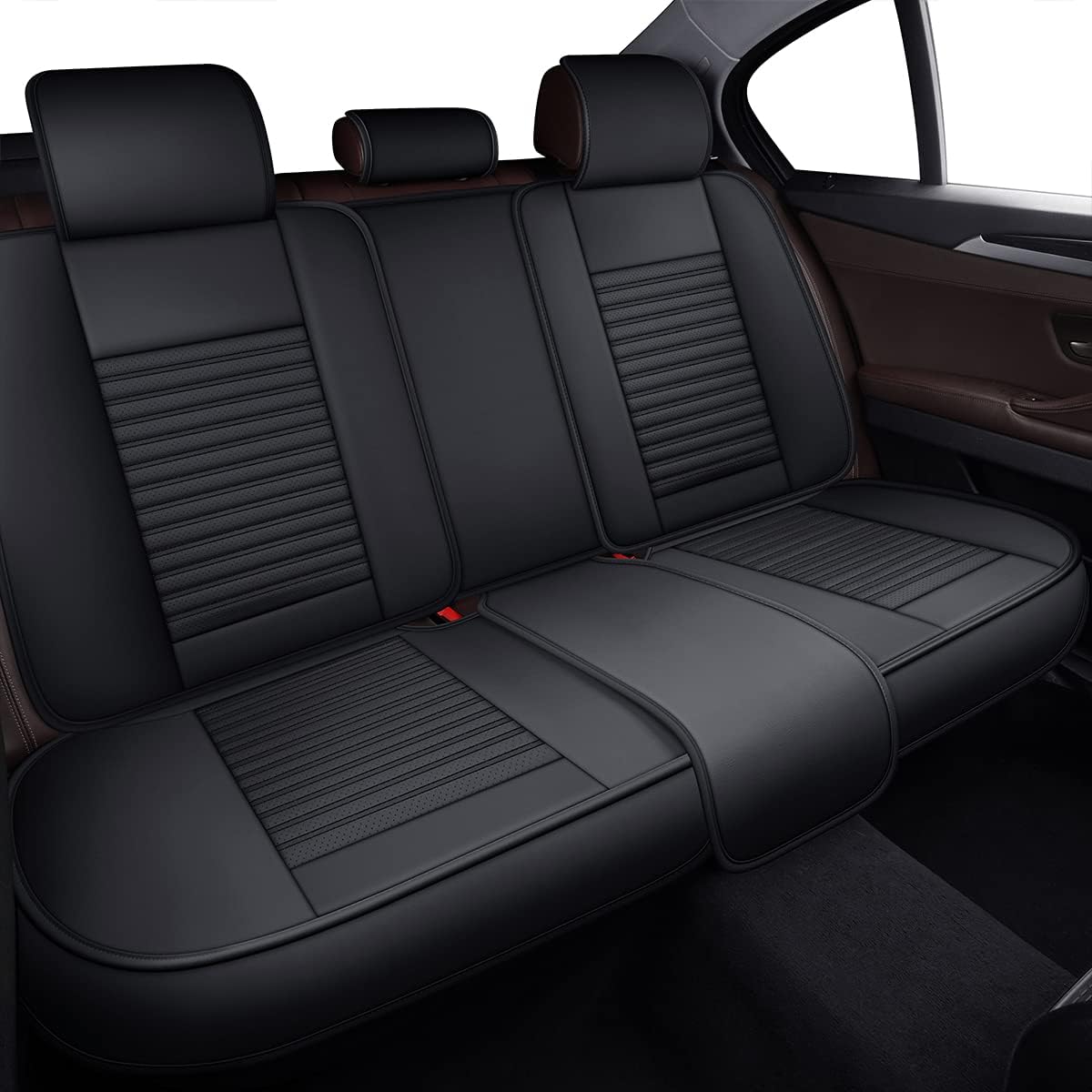 LINGVIDO Car Seat Covers, Breathable and Waterproof Faux Leather Automotive Seat Covers for Cars SUV Pick-up Truck Sedan,Universal Anti-Slip Driver Seat Cover with Backrest (Full Seat, Black)