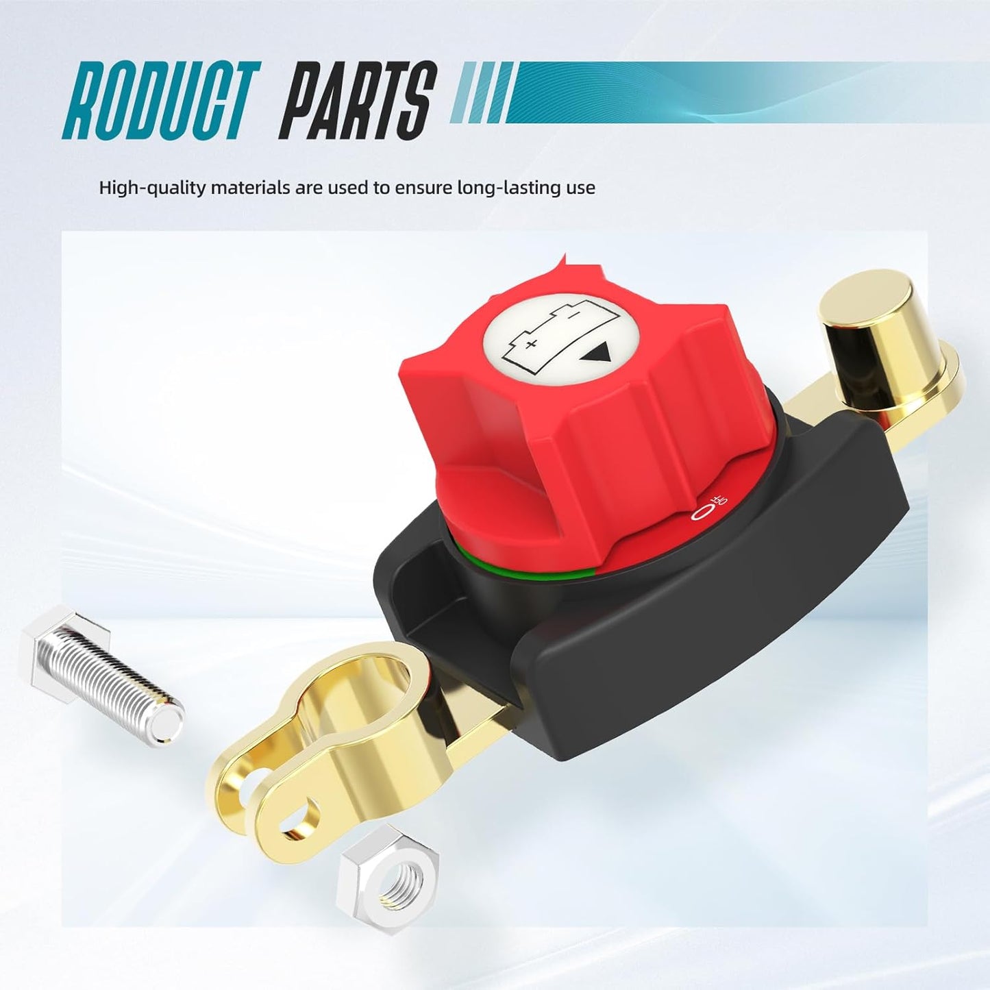 Top Post Battery Disconnect Switch, On/Off Battery Power Cut Off Switch 275A 12V-48V for Automotive, RV, Marine, Truck, Boat(2025 New)