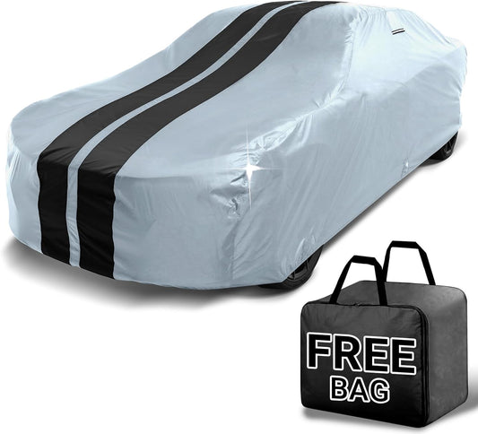 iCarCover Custom Car Cover for Buick Century 2-Door, 4-Door (1936-1958) Waterproof All-Weather Rain Snow UV Sun Protector Full Exterior Indoor Outdoor Car Cover (Stripe - Gray/Black)