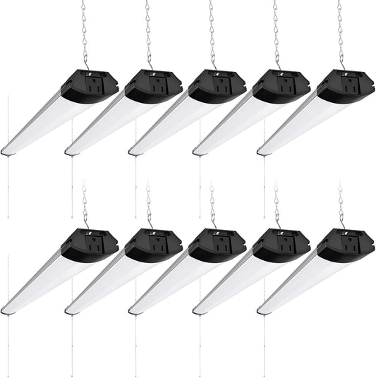 Barrina BS84 LED Shop Lights for Workshop 4FT, 84W, 10000LM, 6500K Utility Shop Lights, Pull Chain ON/Off, Hanging or Flush Mount, ETL, 10 Packs