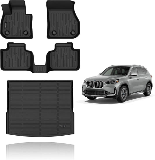 KELCSEECS Floor Mats & Cargo Liner Custom for 2025 2024 2023 BMW X1 Car Mats Automotive Cargo Mat Floor Liners Trunk Mat X1 All Weather Floor Mats Trunk Liner Black