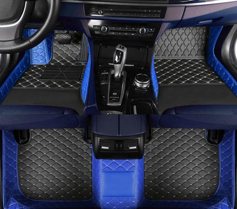 Custom All-Weather Protection Leather Car Floor Mats for Cars Sedan SUV Sports Car Waterproof Floor Mat (Black+Blue)