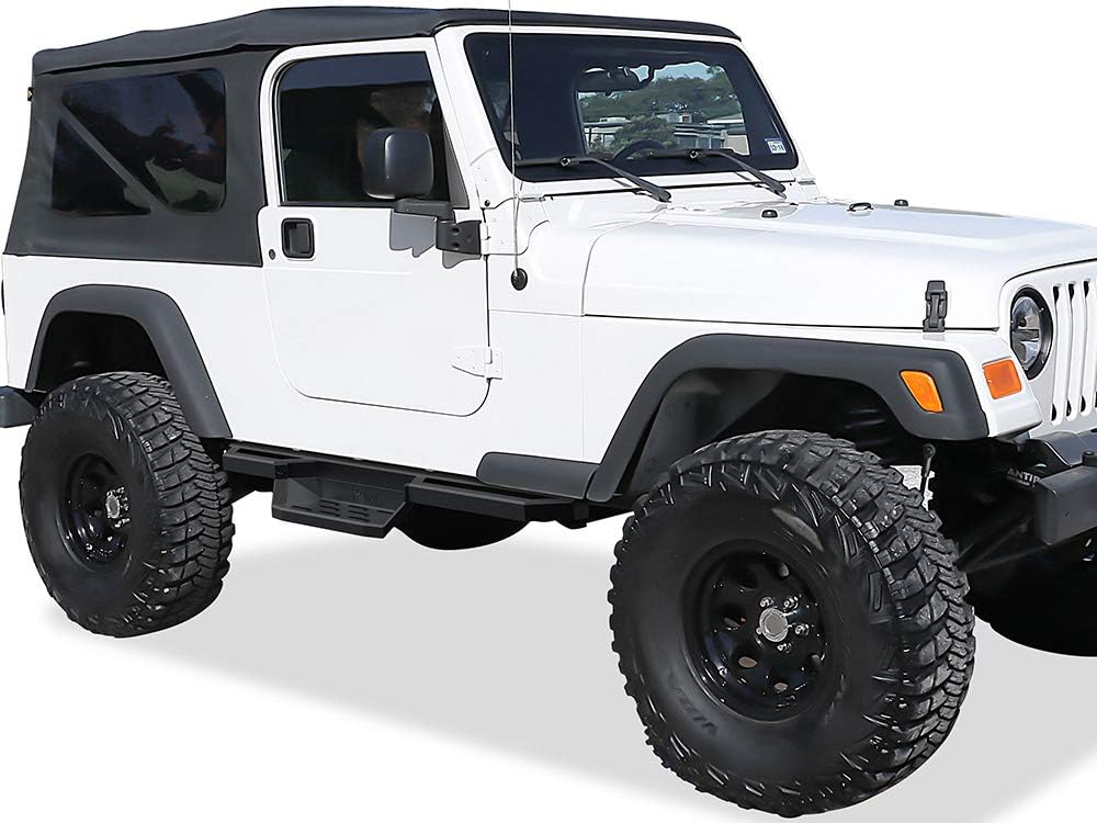 APS 304 Stainless Steel Pocket Steps Running Boards Side Bars Compatible with Jeep Wrangler 1987-2006