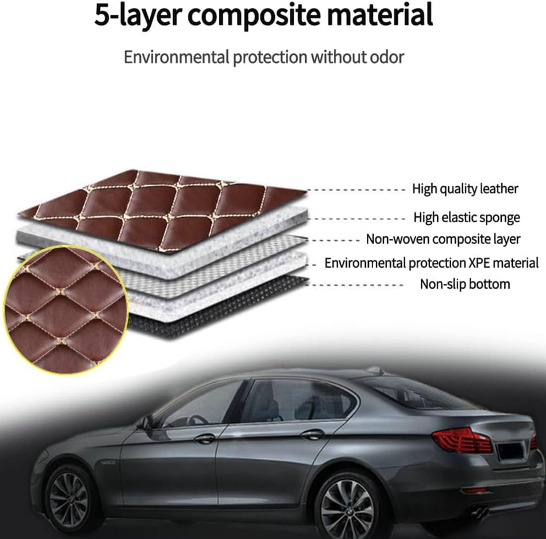 Custom Personalized Floor Mats for Cars，Luxury Full Coverage All Car Floor Mats，Anti-Slip Leather Car Mat Set ，Custom Floor Mats for 99% of Cars, Trucks & SUVs. (Black)