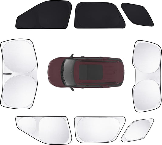 8pcs Car Window Shades for Ford Explorer SUV 2011-2019 Accessories,Windshield Side Rear Full Sunshade,Sun Visor UV Blocking, Privacy Protection and Blackout for Camping Outdoor