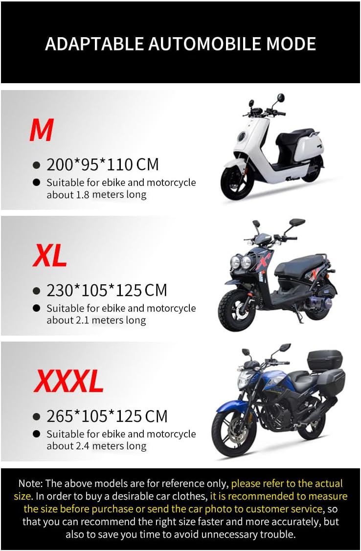 Motorcycle Cover Waterproof Outdoor, 420D Heavy Duty, 3XL95in, All Season Protection, Windproof Clasps, Storage Bag, Night Reflective Design, Fits Motorcycles, 1-2 Bikes Ebikes