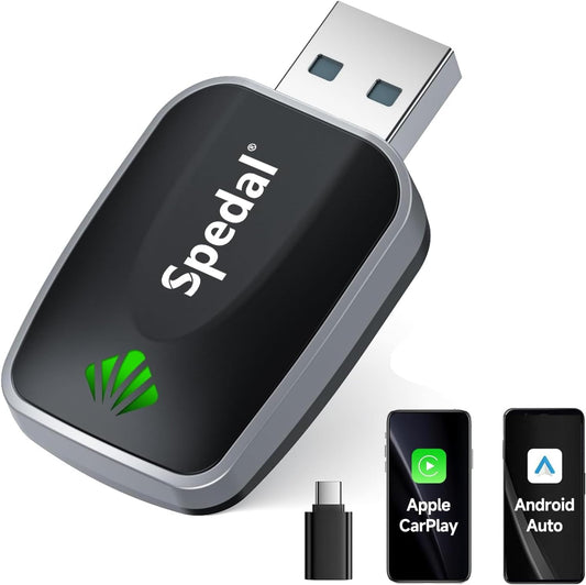 Spedal Wireless CarPlay & Android Auto Adapter, Plug & Play Dongle for iOS 10+/Android 11+, USB-A/C Support (2016+ Cars with Factory Wired Carplay)