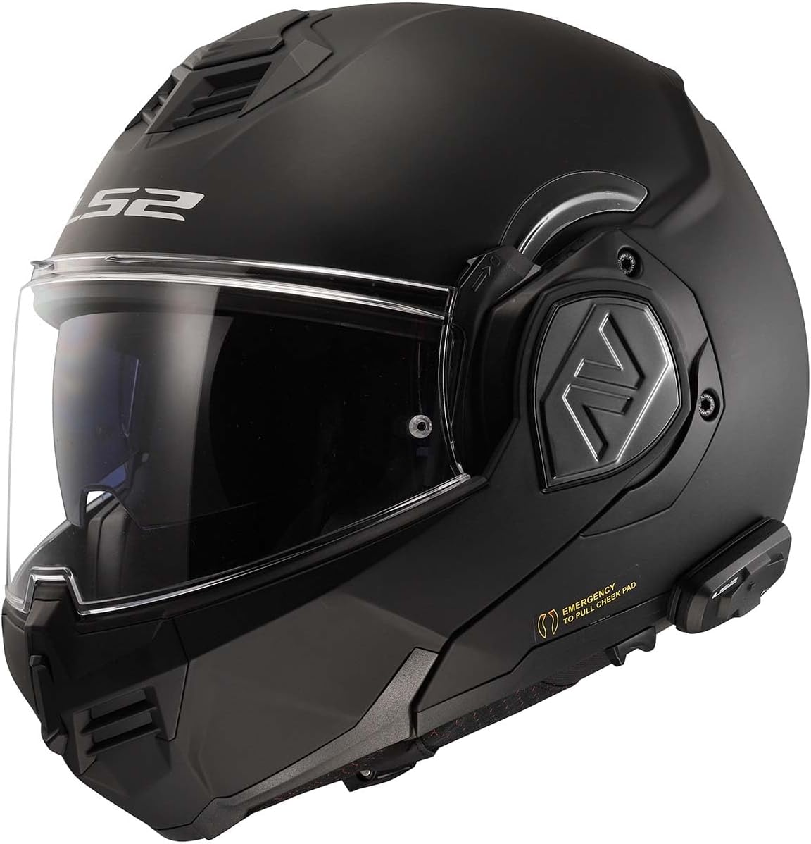 LS2 Helmets Advant Modular Helmet with Integrated Cardo 4X Bluetooth (Noir Matte Black - Small)