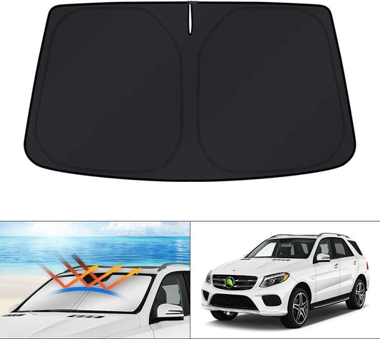 KUST Windshield Sun Shade for Mercedes-Benz GLE-Class 2012-2019(Not Fit for GLE Coupe) Custom Fit Sunshade Foldable Sun Visor Protector Blocks UV Rays Keep Your Car Cooler