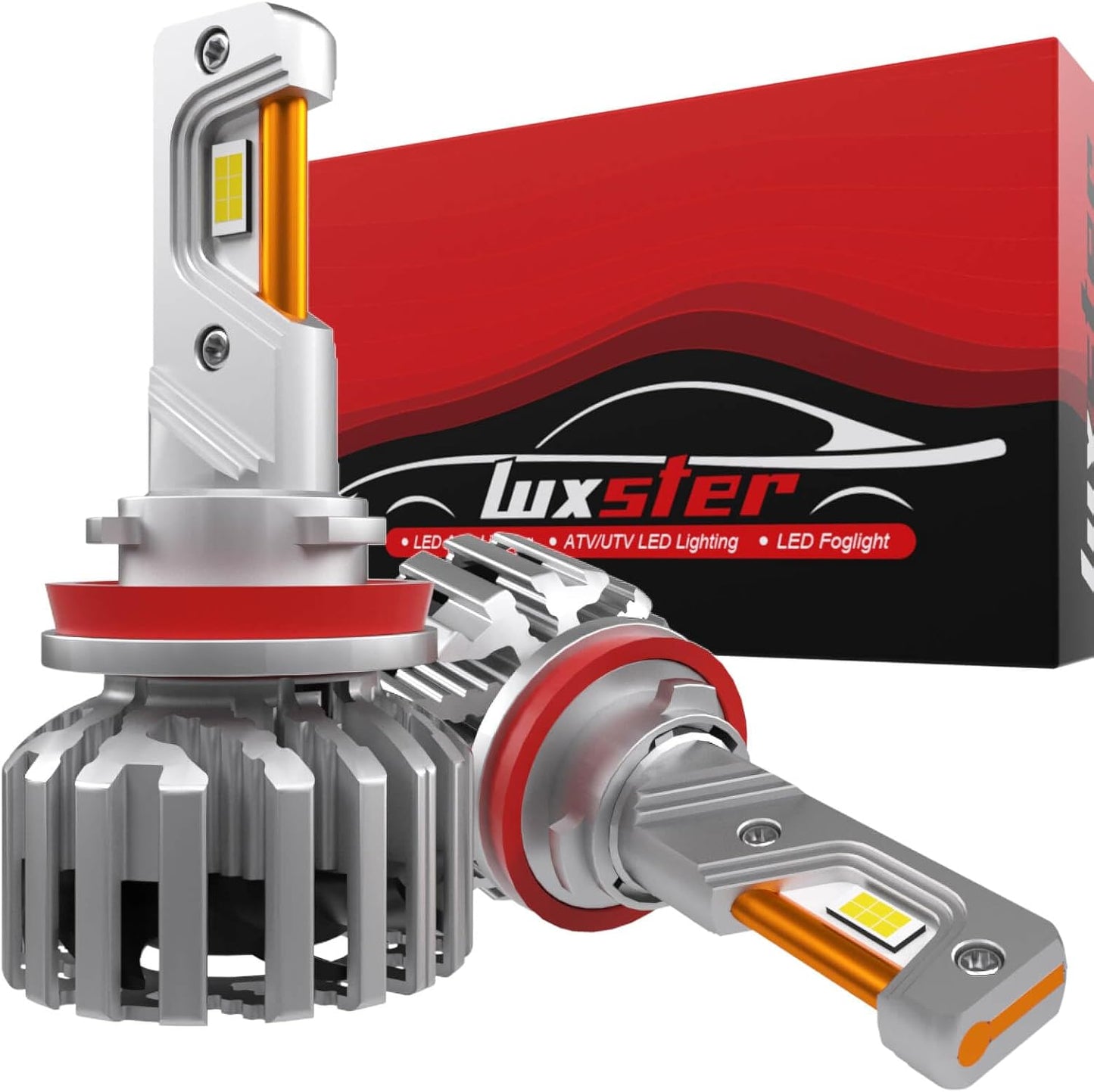 LUXSTER HolyKnight 30000lm H11 H9 55W LED Light Bulbs, H8 H16 Foglight Bulbs, Super Bright, 6000K Cool White, Pack of 2