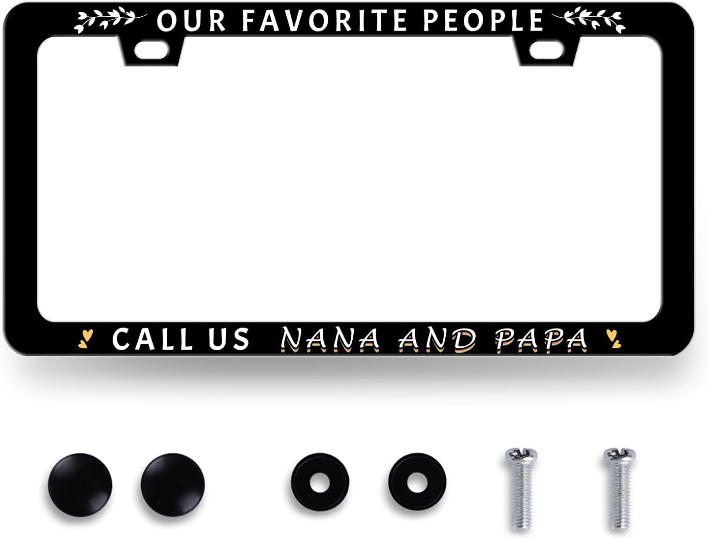 Our Favorite People Call Us Nana and Papa License Plate Frame Funny Text License Plate Frames Auto Accessory for Car Decorative Stainless Steel License Plate Holder with Screws 12.2" x 6.2"