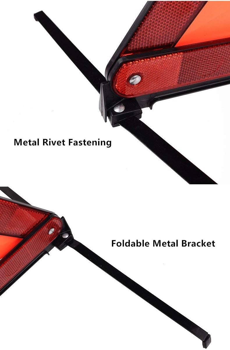 aikko Safety Triangle Kit Road Emergency Warning Reflector Roadside Reflective Early Warning Sign, Foldable 3 Pack of Emergency Car Kit