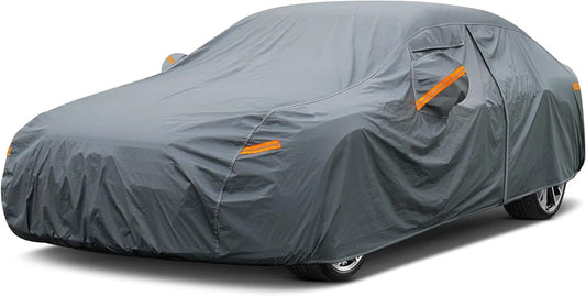 16 Layers Car Cover Waterproof All Weather, Heavy Duty Outdoor Car Cover Universal Fit Sedan Lexus ES350, Tesla Model S, Lincoln MKZ, Toyota Avalon, Jaguar XJ, Ford Taurus, BMW 740i etc.