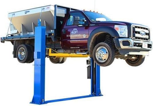 Atlas Automotive Equipment BP12000X 2-Post Commercial Grade Vehicle Lift, Baseplate, Open-top Style, 10’4” Minimum Ceiling Height, 12,000lb Capacity, 3-Stage Symmetric Arms, For Low Ceiling Garage Use