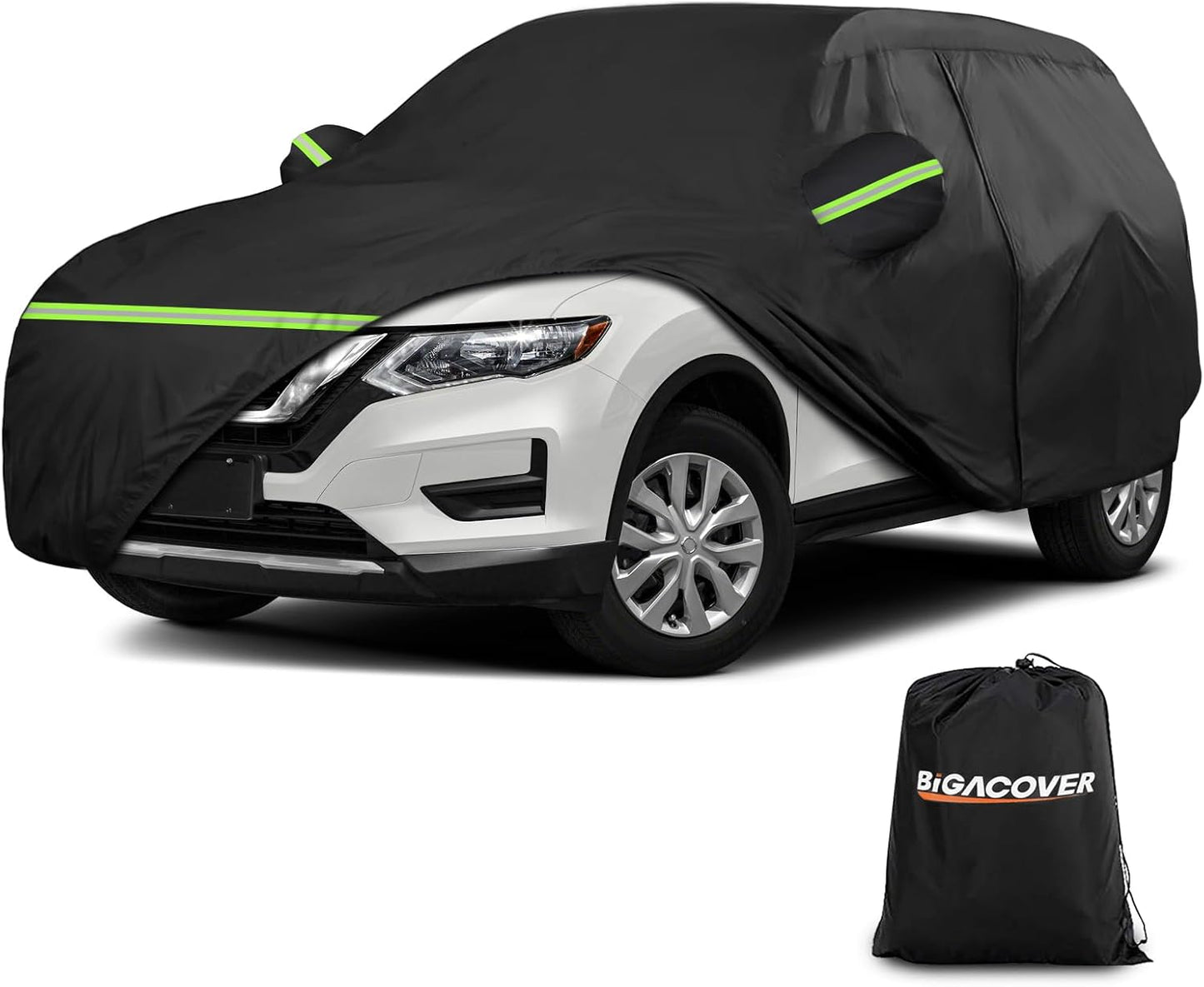 SUV for Nissan Rogue Full Car Cover Waterproof All Weather, Outdoor Car Covers with Zipper and Soft Cotton Lining Windproof Heavy Duty Protection Compatible with 2008-2025 Nissan Rogue SUV