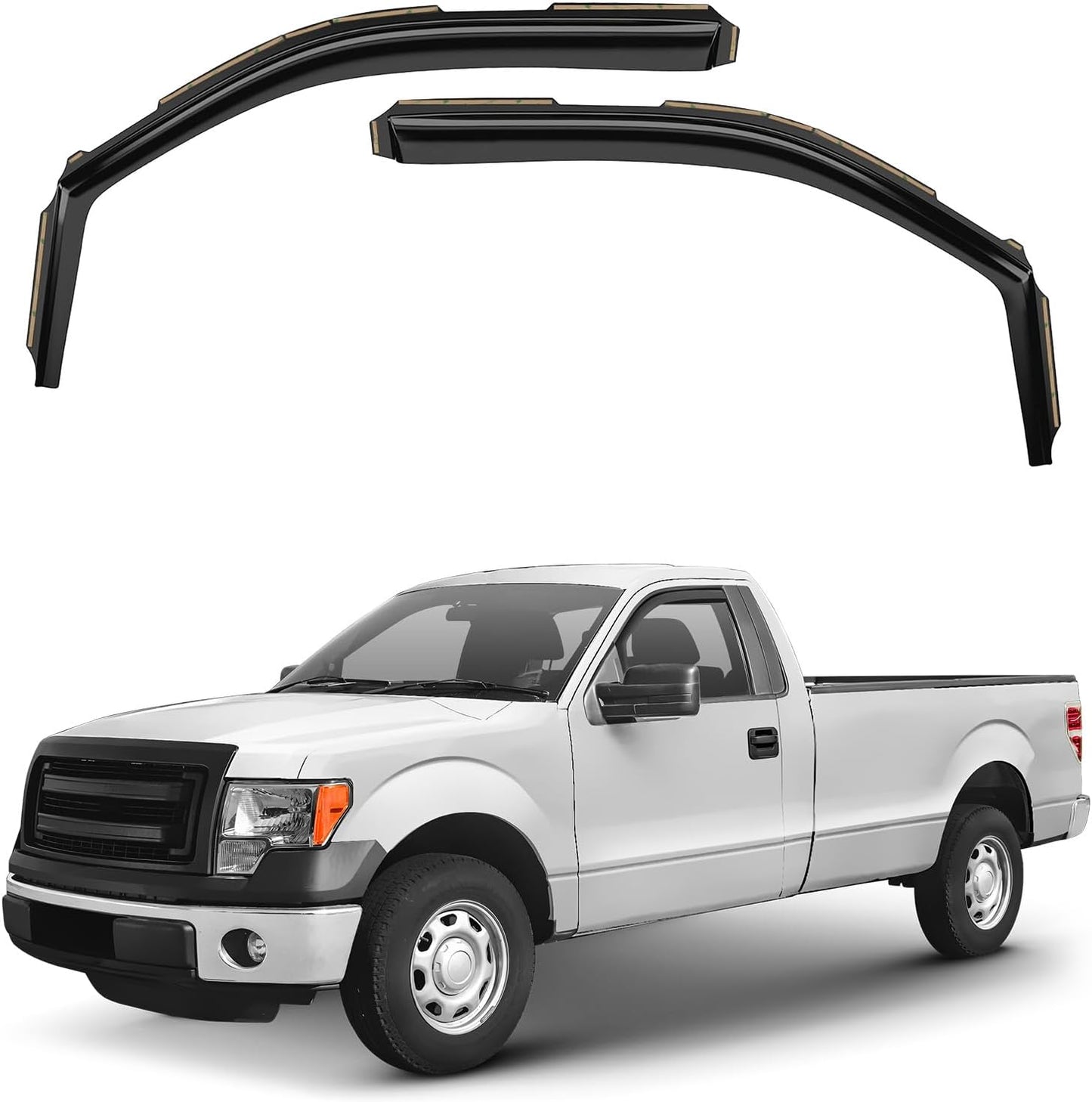 Window Deflectors Smoke Tinted in-Channel Side Window Vent Visor Deflectors Rain Guards Compatible with F-150 2009-2014 Regular Cab, Standard Cab - 2pcs. GW0877
