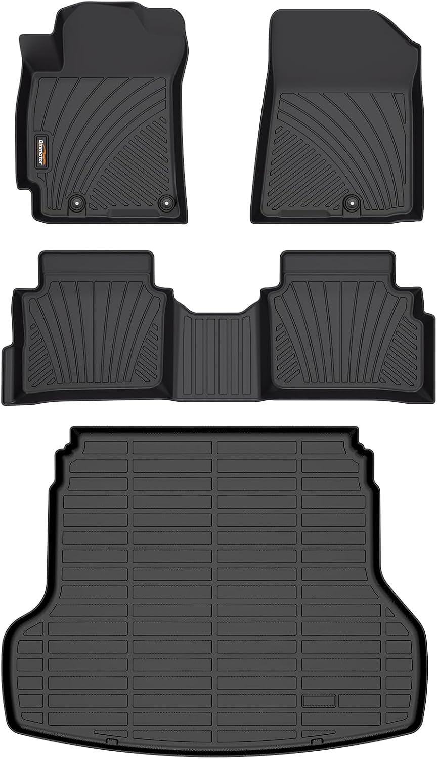 Binmotor-All Weather Floor Mats Cargo Liner Set for Kia Forte 2024 2023 2022-2019, GT丨GT-line丨LX丨 LXS Cargo Trunk Mat, Waterproof Car Mats for Kia Forte Accessories