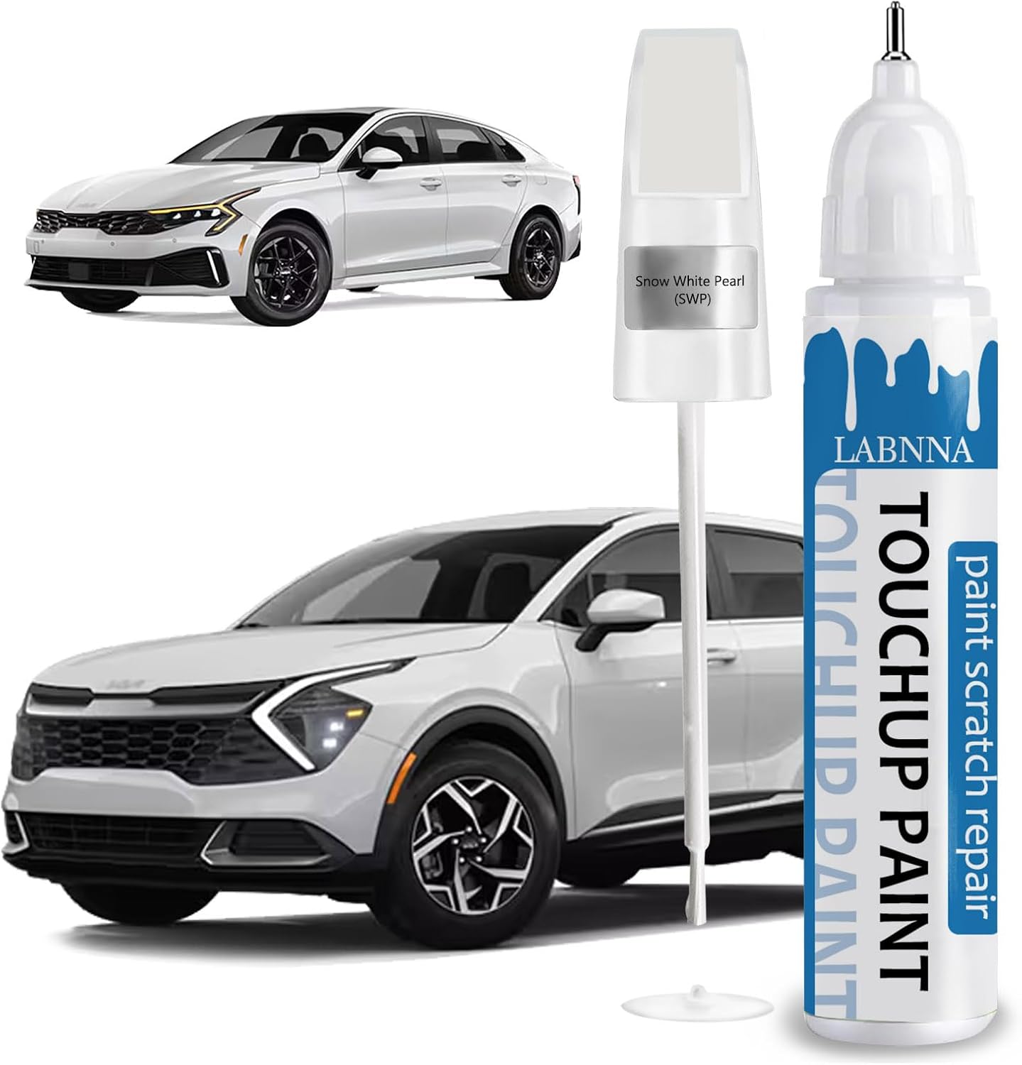 Snow White Pearl(SWP) Touch Up Paint for Kia-Exact Match 2 in 1 touchup Paint Pen for Chips and Nicks Repair Car Paint Scratch Repair Kit