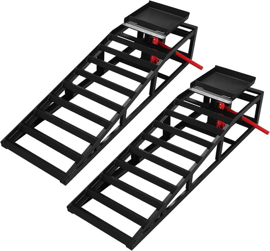 Hydraulic Car Ramps 11000lbs Low Profile Car Lift Service Ramps Truck Trailer Garage,Height Vehicle 2-PCS Black