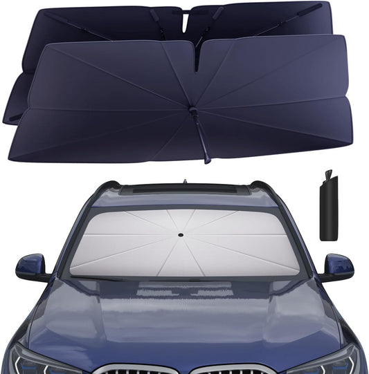 Windshield Sun Shade Umbrella: for BMW-X5-2019-2025-4-Layers Front Custom Car Window Shades - Double Thickened Foldable BMW X5 Sunshades Block UV Keep Cool