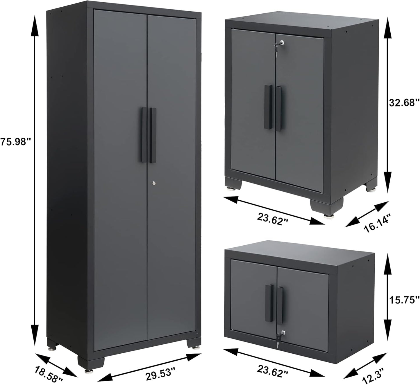 Torin Cabinet System Garage Storage Set, Black/Grey, AGPZC30121002B-1