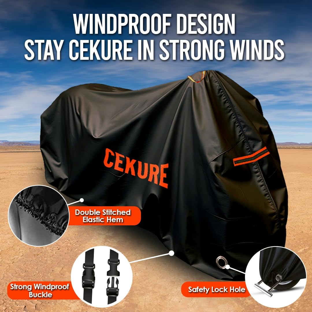 Your Ride! Heavy Duty Motorcycle Cover Waterproof Outdoor 210 Oxford Fabric with Heat Sealed Seams Ultra Waterproof Fits up to 116" All Weather Scooter Cover for Sport Bike with Carry Bag