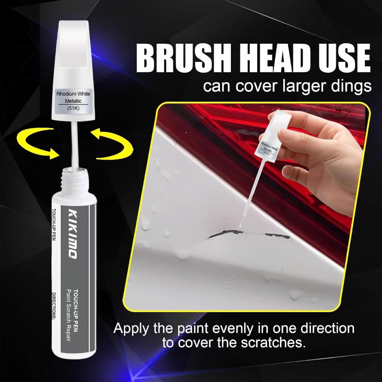 KIKIMO for Mazda Touch Up Paint(Platinum Quartz Metallic(47S)), Car Paint Repair Kit for Mazda, 2 In 1 Scratches Repair with Pen Tip and Brush, Color-Matched for Quick & Easy Fix