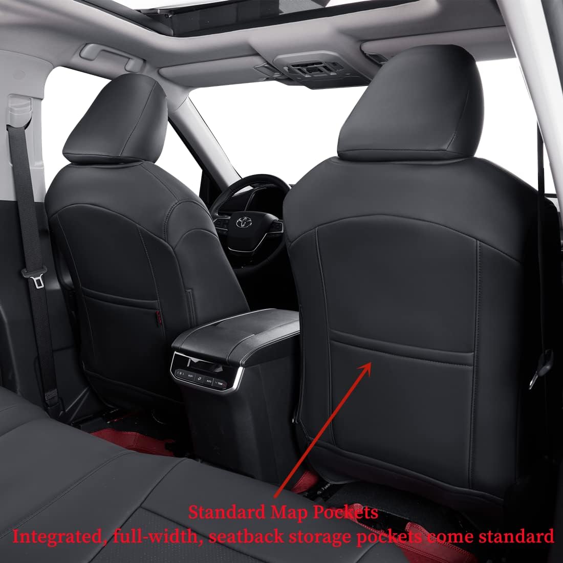 coverdream Camry Seat Covers Custom Fit for 2012-2017 Toyota Camry LE,XLE,Full Coverage Waterproof Leatherette Car Seat Protector (Full Set,Black)