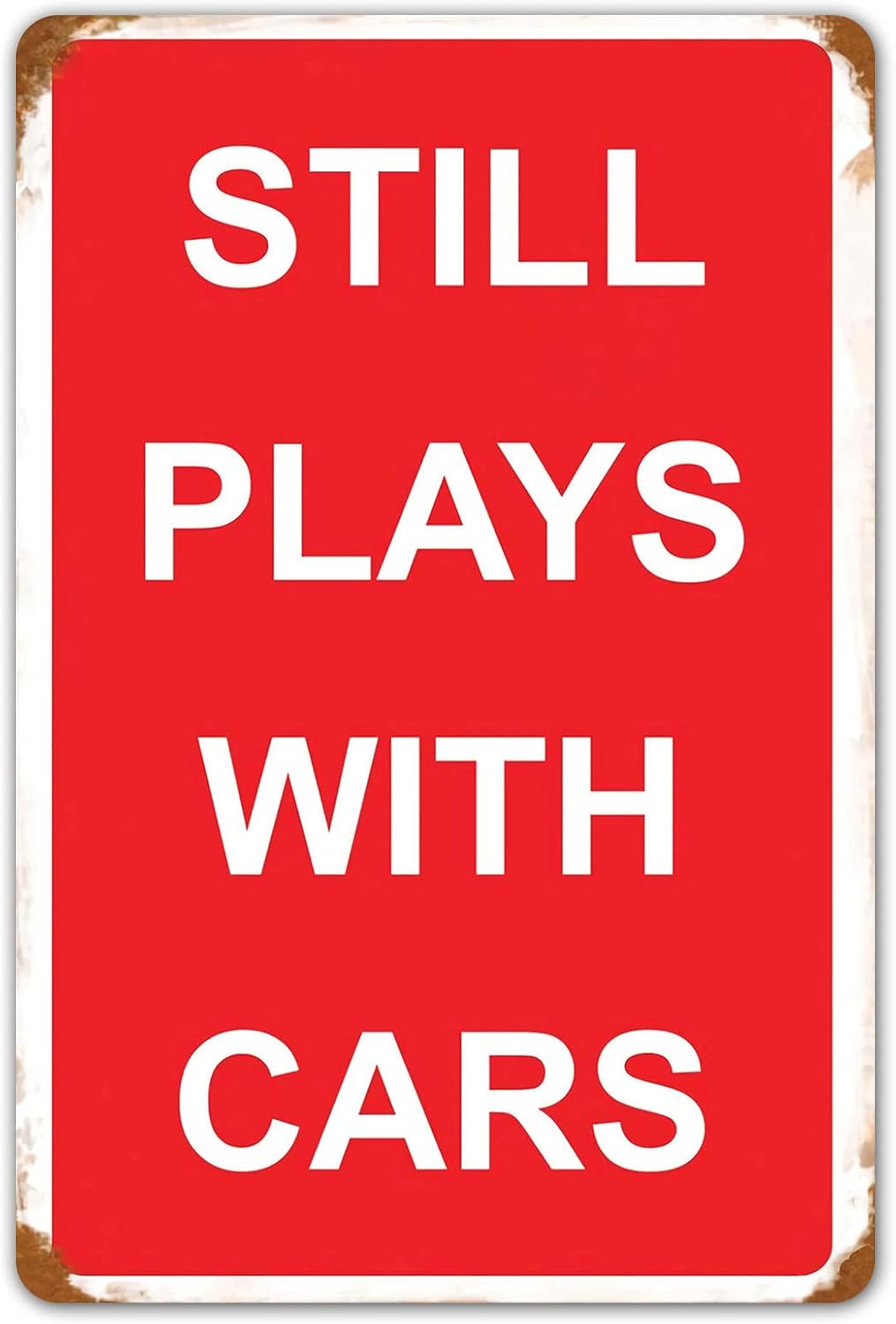 HomDeo Funny Vintage Plays with Cars Metal Sign Garage Man Cave Home Bar Decor 8x12 Inch