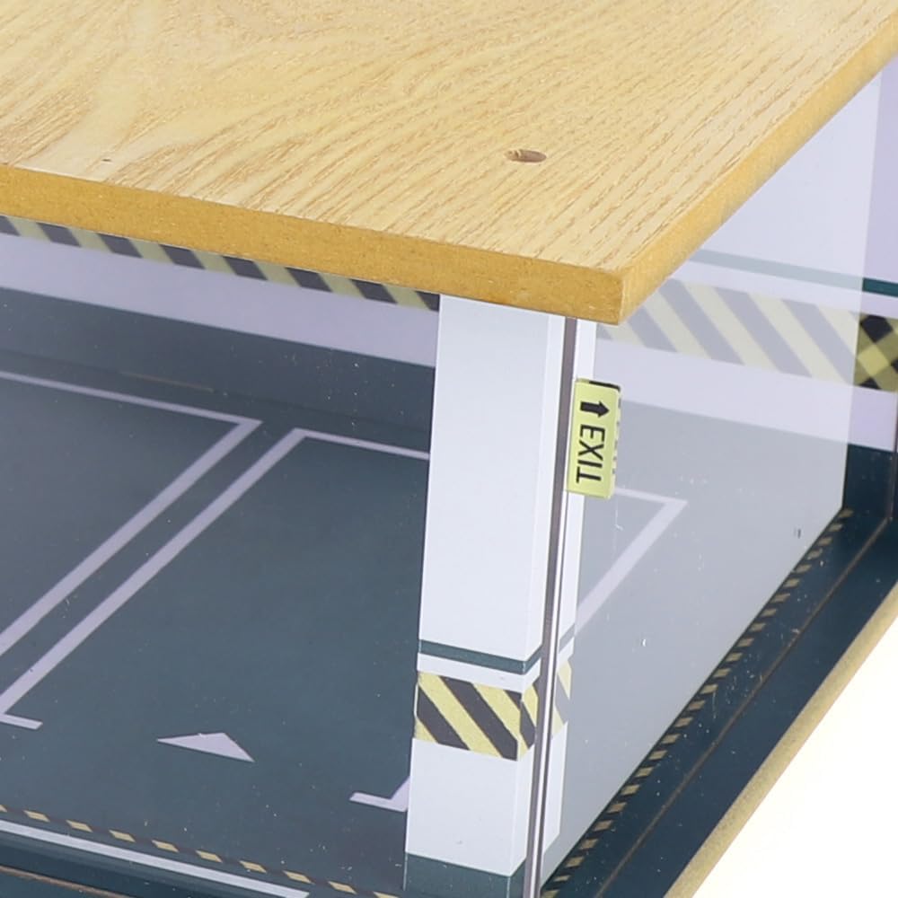 1/24 Parking Garage Model Car Garage Display Case with Clear Acrylic Cover and LED Lighting Toy Car Storage Tabletop Showcase for Boy Kids Home Toy Stores