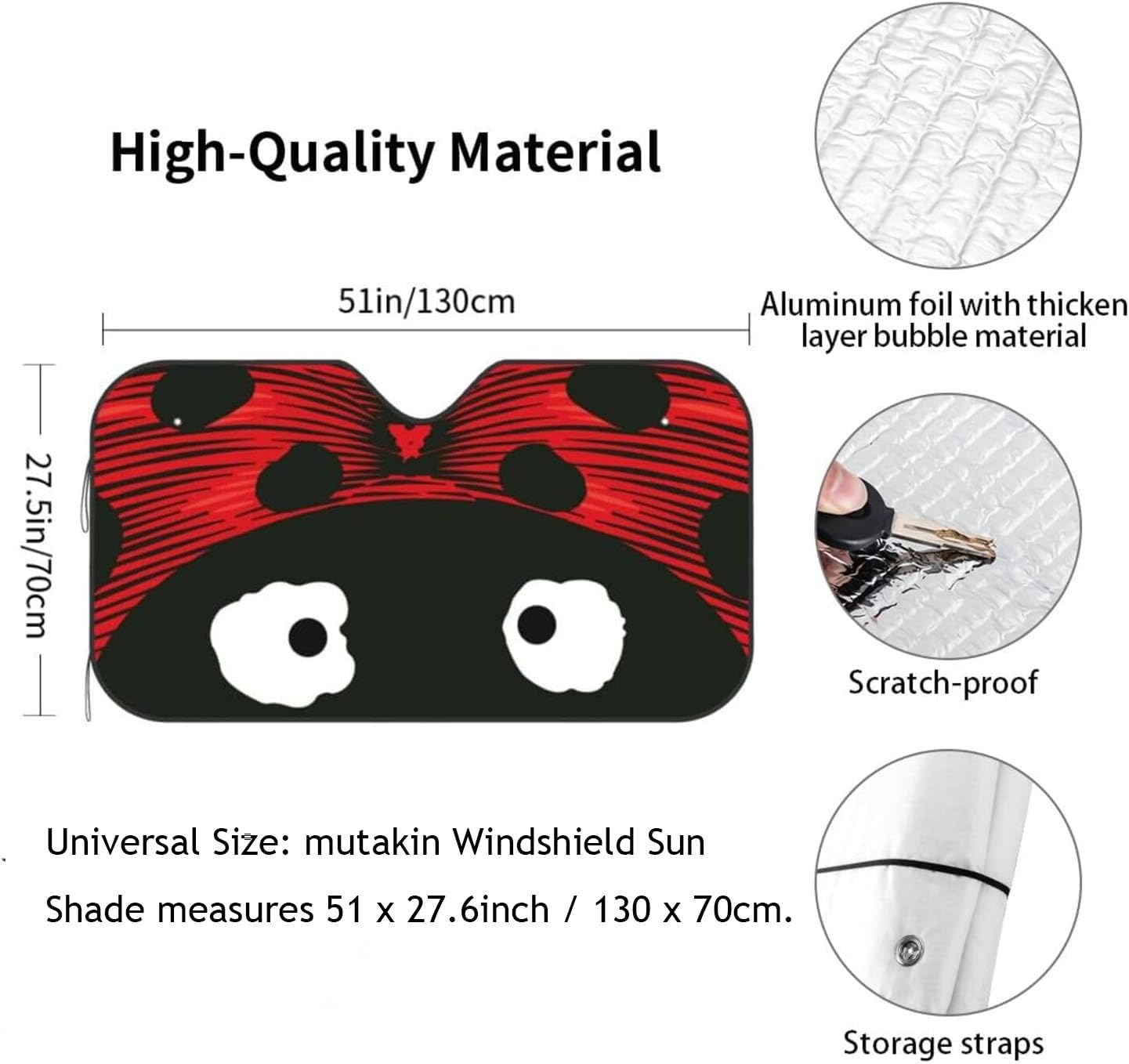 Cute Coccinellidae Car Sun Shade Windshield Sunshade Foldable Front Window Shield Cover for Truck SUV