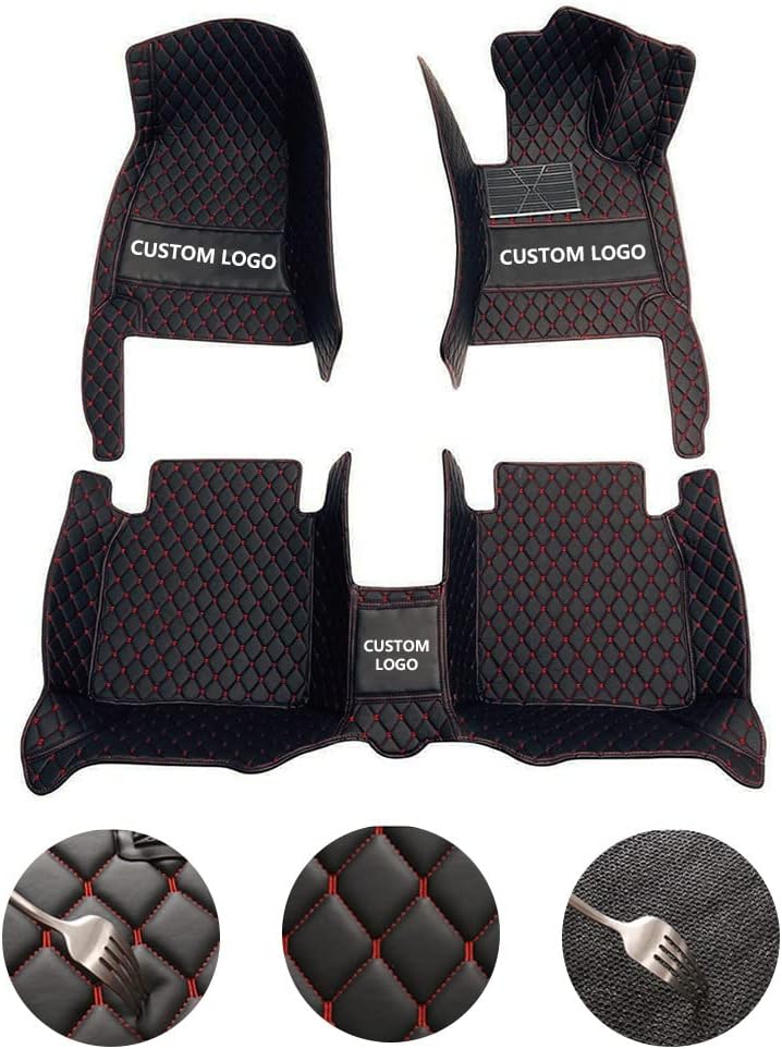 Custom All-Weather Protection Leather Car Floor Mats for Cars Sedan SUV Sports Car Waterproof Floor Mat (Black)