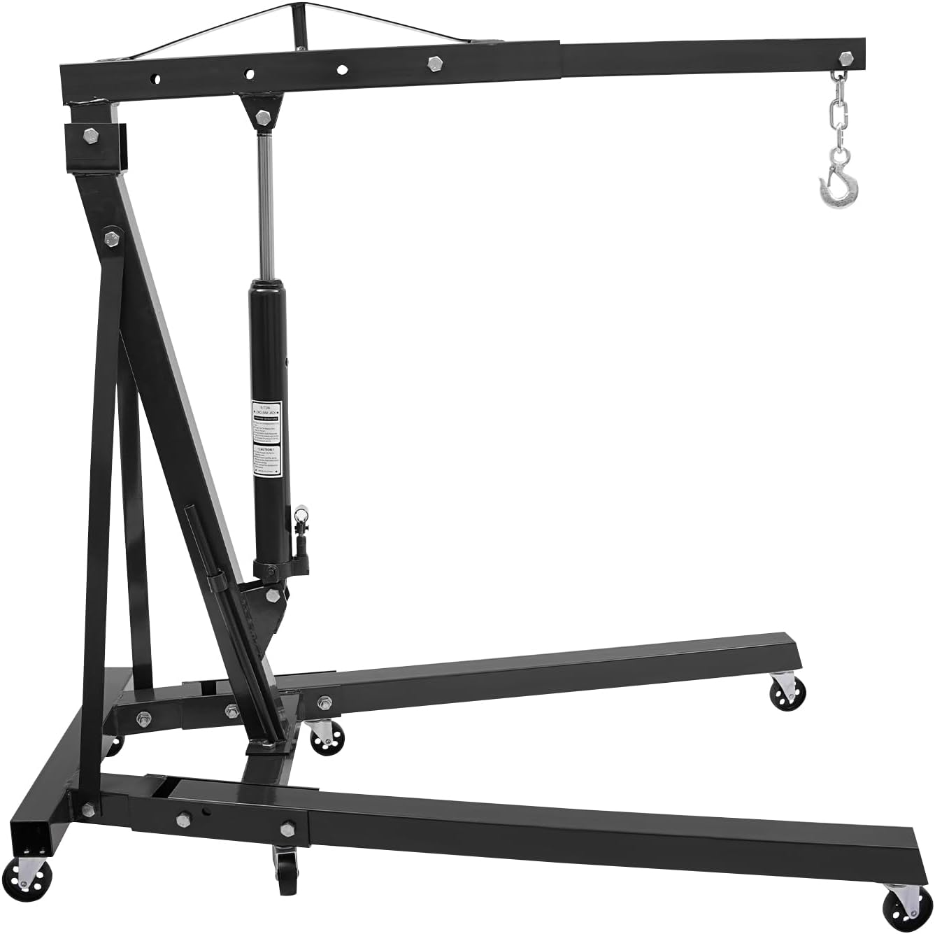 LOYALHEARTDY 1 Ton Hydraulic Engine Hoist, Folding Engine Lift with 6 Wheels, Heavy Duty Steel Shop Engine Crane, Cherry Picker Engine Hoist for Garage, Workshop, 2200 LBS (Black, 1 Ton)